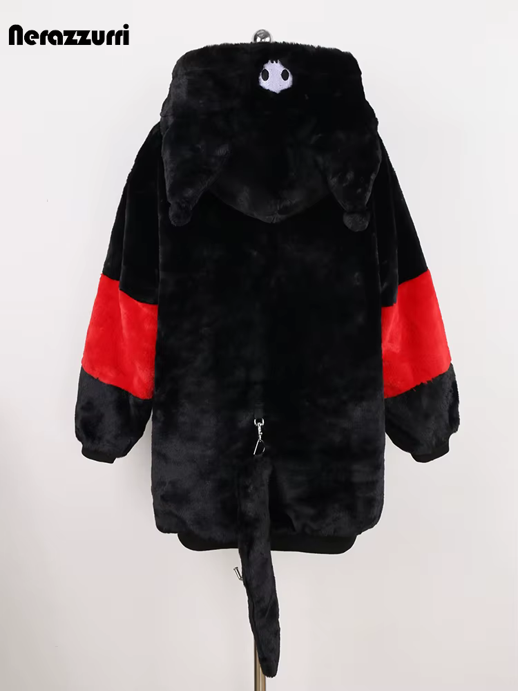 Nerazzurri inverno spesso caldo morbido Harajuku Kawaii dolce carino bella pelliccia sintetica felpa con cappuccio donna soffice giacca con orecchie da coniglio e coda - AliExpress 200000345