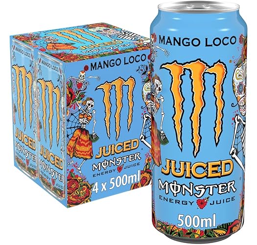 Monster Energy Drink Mango Loco 4 x 500 ml - Mango Loco - 500 ml (Pack of 4)
