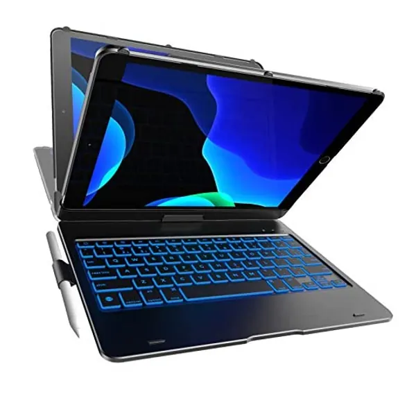 
                            iPad Keyboard Case for 10.2 inch iPad 2021 9th & 8th & 7th Gen, Air 3, Pro 10.5 in 11 Colors - 10 Color Backlight, 7 Modes, 360° Rotatable, Slim Protective Cover, Apple Pencil Holder, Black
                        