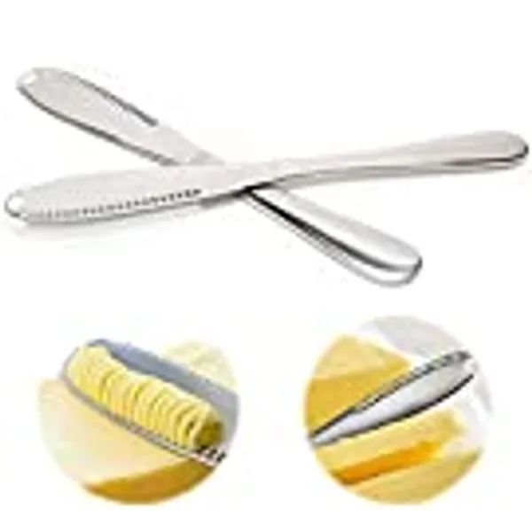 Tang Yuan 2 Stück Buttermesser,Edelstahl-Crememesser,zum Verteilen von Frühstücksmarmelade, multifunktionale Käsereibe,Schneiden von Gemüse und Obst,drei in einem