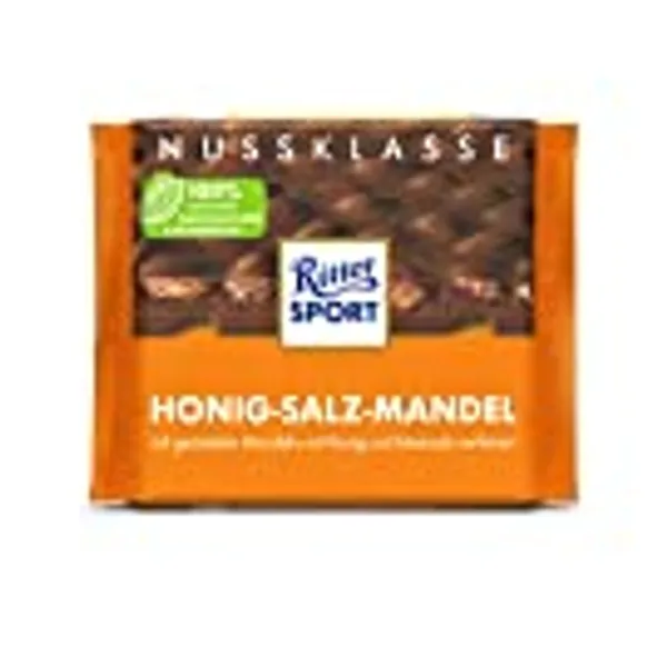 RITTER SPORT Honig-Salz-Mandel 100 g, ganze Mandeln in Vollmilchschokolade, verfeinert mit Honig und Salz, einzigartig im Geschmack