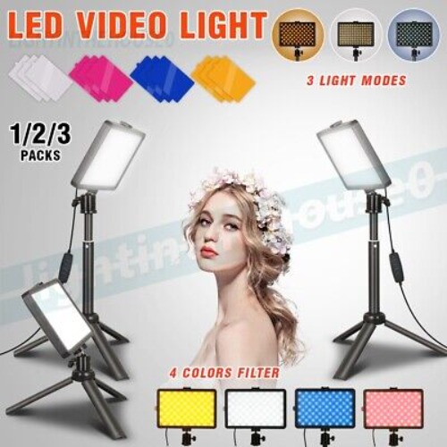1/2/3 Packs LED Video Panel Light Tripod Stand