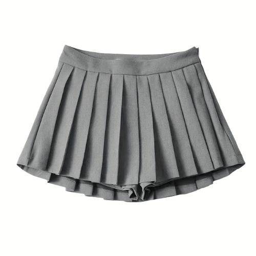 Solid Pleated Mini Skirt Y2K Cute Skirt For Spring Summer Women's Clothing
