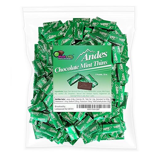 Ande-s Creme De Menthe 1 Pound Bag - Delicious Chocolate Covered Dinner Mint Creams - Freshly Packaged By Snackadilly