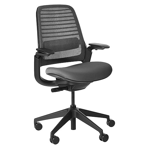 Steelcase Series 1 Office Chair - Ergonomic Work Chair with Wheels for Carpet - Helps Support Productivity - Weight-Activated Controls, Back Supports & Arm Support - Easy Assembly - Graphite - Graphite - Carpet Casters - Chair