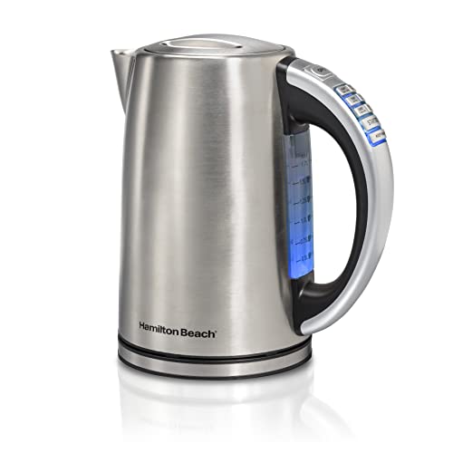 Hamilton Beach 1.7 Liter Temperature Control Electric Kettle, Water Boiler & Heater, Fast 1500 Watts, BPA Free, Cordless, Auto-Shutoff and Boil-Dry Protection, Stainless Steel (41020R) - Stainless Steel - 1.8 Quarts