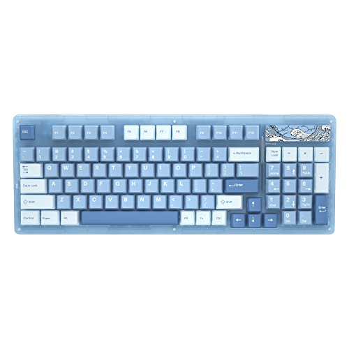 YUNZII Keynovo IF98 Pro Tri-Mode Wireless Bluetooth Hot Swappable Gasket Mechanical Gaming Keyboard 98 Key 96% 1800 Layout RGB Backlight for Mac & Win (Gateron G Pro Yellow, Wireless Blue) - Gateron G Pro Brown - Wireless Blue