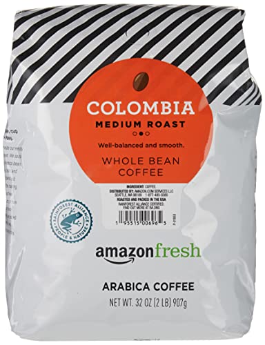 Amazon Fresh Colombia Whole Bean Coffee, Medium Roast, 32 Ounce - Colombia, Medium Roast - 2 Pound (Pack of 1)
