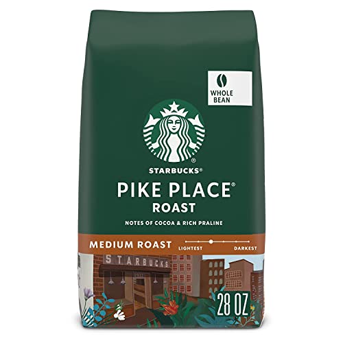 Starbucks Medium Roast Whole Bean Coffee — Pike Place — 100% Arabica — 1 bag (28 oz) - Whole Bean - Pike Place - 1.75 Pound (Pack of 1)