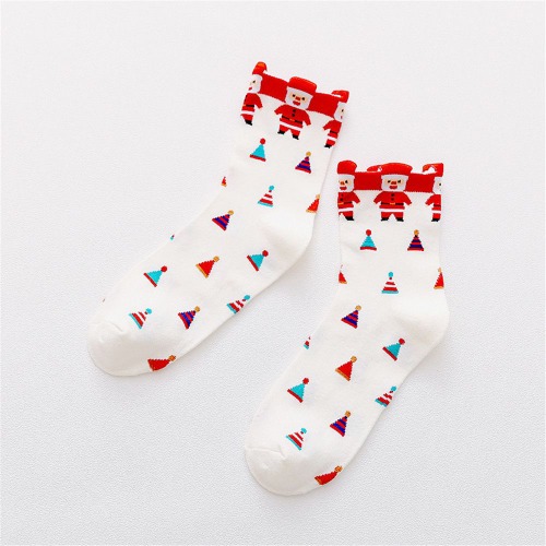 Cute Holiday Pattern Socks (Adult Medium) - White / Medium / Unisex