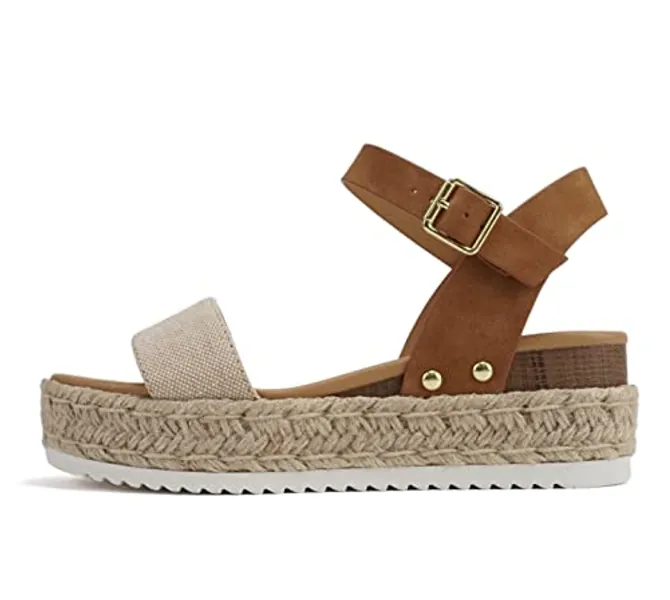 Women Open Toe Ankle Strap Platform Espadrille Sandal