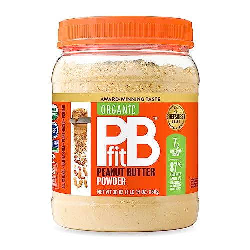 PBfit All-Natural Organic Peanut Butter Powder, Powdered Peanut Spread from Real Roasted Pressed Peanuts, 7g of Protein 7% DV, 30 Ounce (Pack of 1) - Organic - 30 Ounce (Pack of 1)