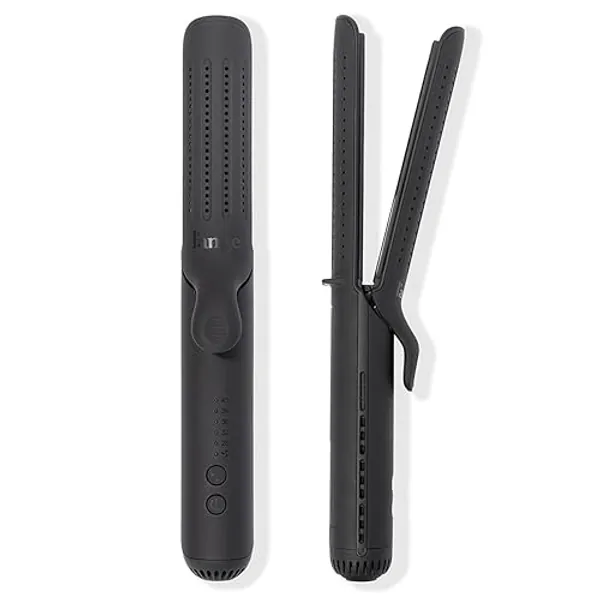 L'ANGE HAIR Le Duo Standard 360° Airflow Styler | 2-in-1 Curling Wand & Titanium Flat Iron Hair Straightener | Professional Hair Curler with Cooling Air Vents | Dual Voltage & Adjustable Temp (Black) - Black Standard