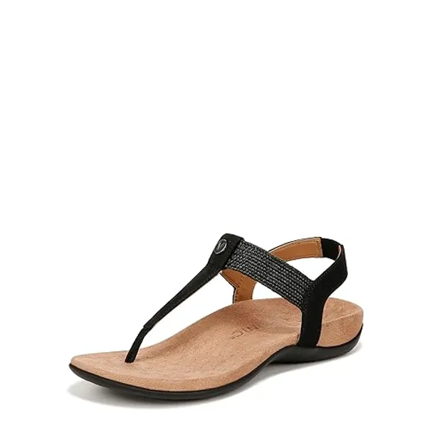 Vionic Women's Brea Sandal - 7 Wide - Black Nbck Leather