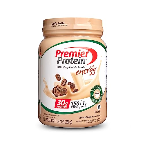 Premier Protein Powder, Cafe Latte , 30g Protein, 1g Sugar, 100% Whey Protein, Keto Friendly, No Soy Ingredients, Gluten Free, 17 servings, 23.9 Ounce (Pack of 1) - Coffee - Protein Powder