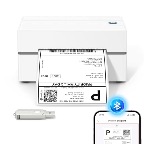 MUNBYN Bluetooth Thermal Shipping Label Printer, 130B 4x6 Wireless Label Printer for Shipping Packages Small Business Office or Home, compatible with iPhone Android iPad Windows macOS Chrome Etsy eBay