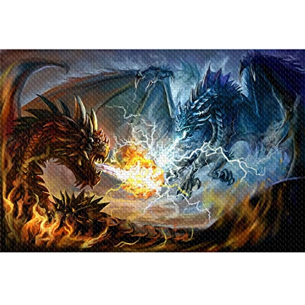 Puzzles for Adults 1000 Piece Jigsaw Puzzles Fire Dragon and Electric Dragon Fight Puzzle Game for Indoor Activity Family Game Toy Gifts (27.5"x 19.7")