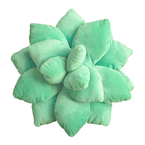 TYISON 3D Succulents Cactus Pillow, Cute Succulents, for Garden or Green Lovers Baby Green Plant Throw Pillows for Bedroom Room Home Decoration Novelty Plush Cushion - 16 - Greenb