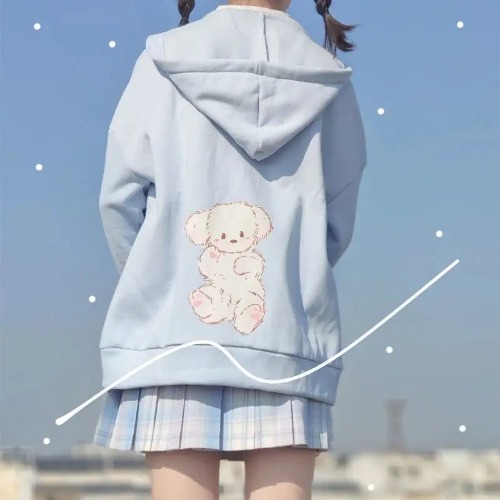 Pastel Blue Puppy Hoodie for Kawaii Fashion Lovers - XL
