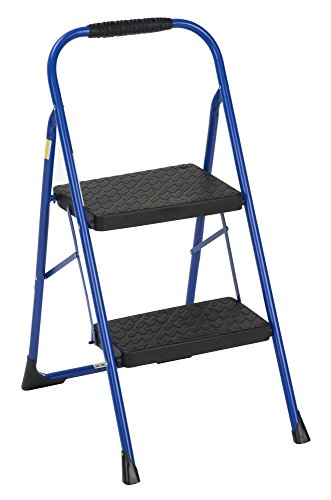 Cosco 11308SWB1E Two, Blue Three Big Folding Step Stool with Rubber Hand Grip - Blue - 2-Step - Step Stool