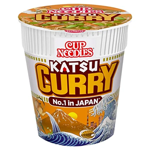 NISSIN Cup Noodles Katsu Curry Flavoured Instant Noodles, 73 g Pot (Pack of 8)