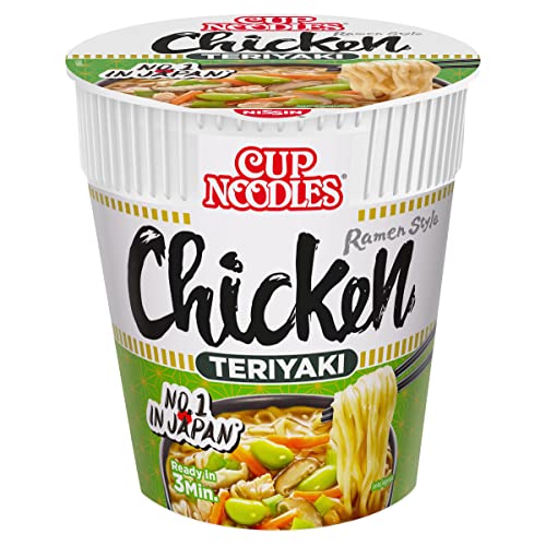 NISSIN Cup Noodles Chicken Teriyaki Flavoured Instant Noodles, 70 g Pot (Pack of 8) - Chicken Teriyak Cup Noodles