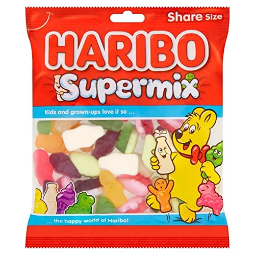 Haribo Gummy Candy Tub - Perfect for Parties and Snacking Filled with Your Favorite Flavours Delicious and Fun for All Ages (Haribo Supermix Bags 12 x 160g) - Haribo Supermix Bags 12 x 160g