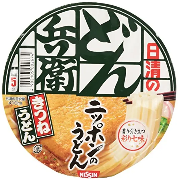 Nissin Donbei Kitsune Udon, Instant Japanese Udon Noodle with Fried Tofu, Strong Taste, 3.4oz X 6 bowls (For 6 Servings)[japan Import] by N/A