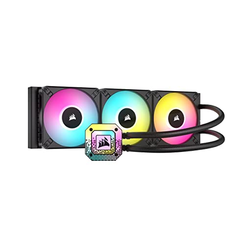 Corsair iCUE H150i Elite CAPELLIX XT Desktop Liquid CPU Cooler - Three AF120 RGB Elite Fans - 360mm Radiator - Intel® LGA 1700, 1200, 115X, 2066, AMD® AM5, AM4 - Included iCUE Commander CORE - Black - ELITE CAPELLIX XT - 360mm Radiator - Black