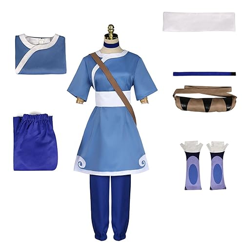 Anime Cosplay Costume Katara Blue Full Set of Anime Costumes Halloween Costunme - Small