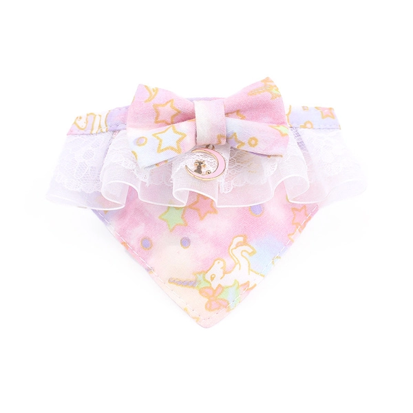 Cute Cat Bandana Collar Breakaway Pet Collar Safety Buckle Pet Bandana - Pink