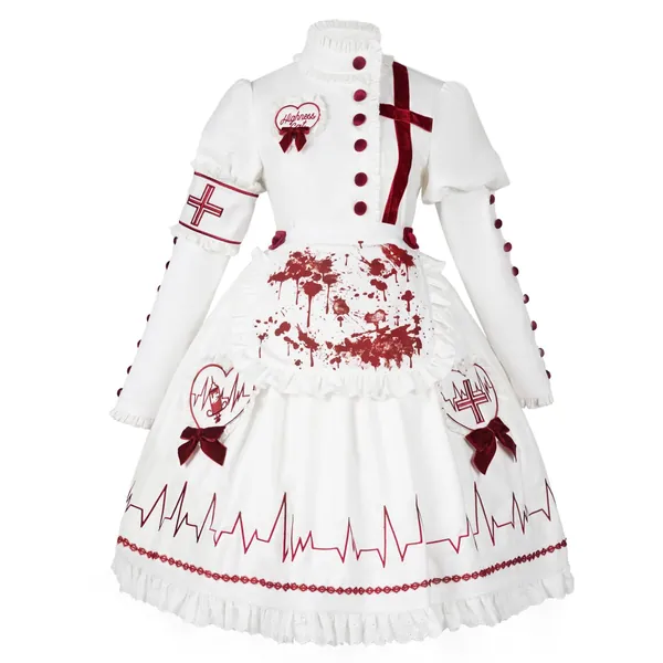 Halloween Embroidery Gothic Dress Cosplay costume Long Sleeve Dress for women