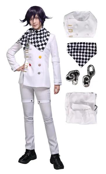 Cosplay.fm Women‘s Kokichi Oma School Uniform Cosplay Costume Outfit Chain Tops Pants Scarf