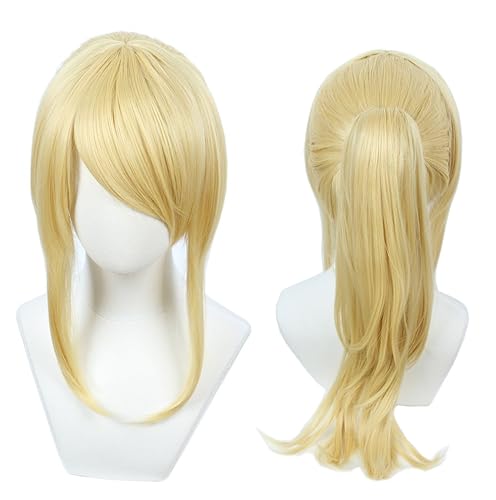 Linfairy Womens Blonde Wig Costume Cosplay Wig + 50cm Ponytail - blond