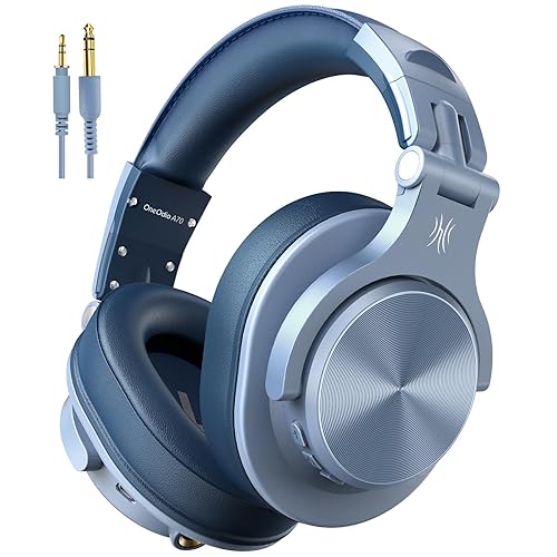 OneOdio A70 Bluetooth Over Ear Headphones, Wireless Headphones w/ 72H Playtime, Hi-Res, 3.5mm/6.35mm Wired Audio Jack for Studio Monitor & Mixing DJ Guitar AMP, Computer Laptop PC Tablet - Sky Blue - Sky Blue