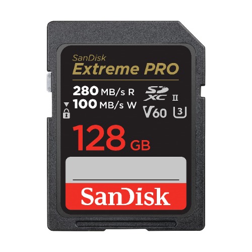 SanDisk SDSDXEP-128G-GN4IN 128 GB Extreme PRO SDXC-Kaart leessnelheid tot 280 MB/s UHS-II-C10-U3-V60 Zwart - UHS-II V60