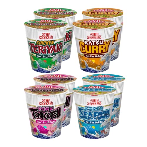 Nissin Pot Noodles, Custom Pack of 8 Ramen & Soba Noodle Cups/Select 4 Flavours, Receive 2 Cups of Each Choice