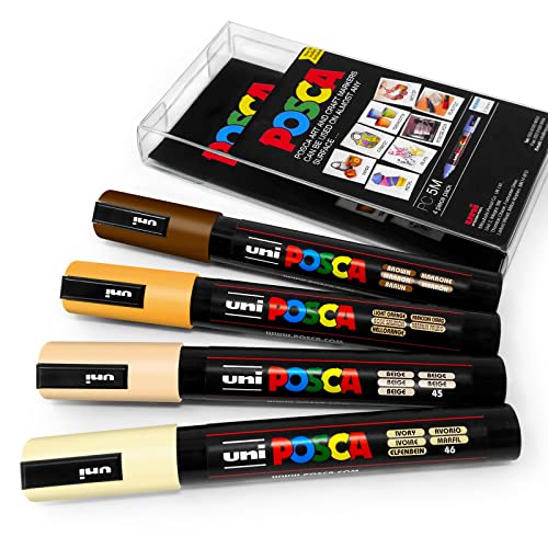 POSCA - PC-5M - Paint Marker Art Pens - 1.8-2.5mm - Warm Neutral Tones Set of 4 in Wallet - Multicolor