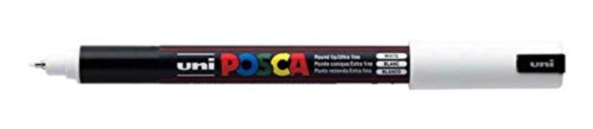 Uni Posca PC-1MR White Colour Paint Marker Pens Ultra Fine 0.7mm Calibre Tip Nib Writes On Any Surface Metal Glass Wood Fabric Plastic Stone (Pack Of 1)
