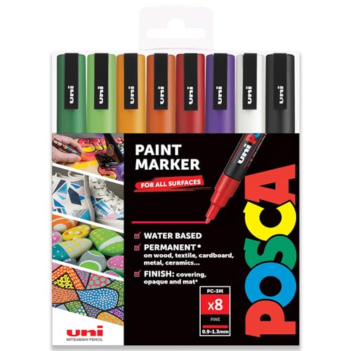 Posca - PC-3M - Paint Marker Art Pens - 0.9-1.3mm - Halloween Tones Set of 8 in Gift Box - Halloween Tones