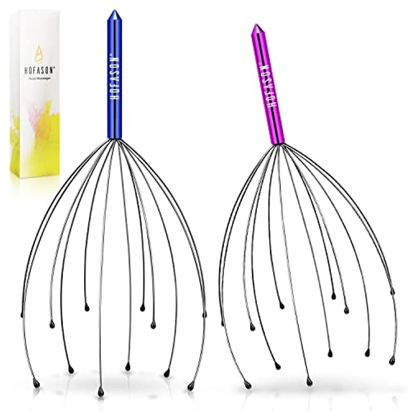 HOFASON Scalp Massager, Handheld Head Massager Tingler, Head Scratcher for Deep Relaxation, Ideal Gift Stocking Stuffers for Women Man Hair Stimulation and Stress Relief (2 Pack, Random Colors)