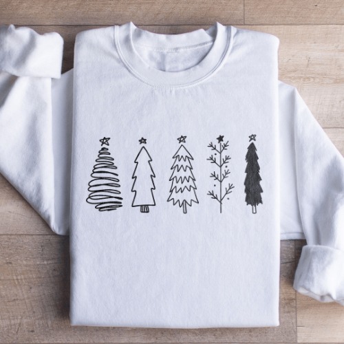 Christmas Trees Sweatshirt - White / L
