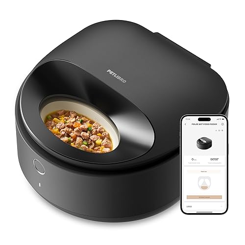 PETLIBRO Automatic Cat Feeder Wet Food Refrigerated New Upgraded APP Control,3 Days Freshness 3 Meals,Semiconductor Cooling&Quick Chills Wet Food Dispenser,Polar WiFi Timed Auto Pet Feeder for Cat Dog - Black - Pet Feeder