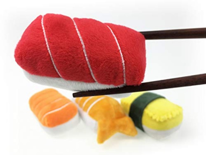 Sushi Catnip Engaging Toy for Cats Design for Pouncing and Play, (4-Pc Rainbow) - Rainbow