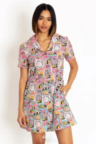 GUDETAMA FOOD SHORT SLEEVE SHIRT DRESS