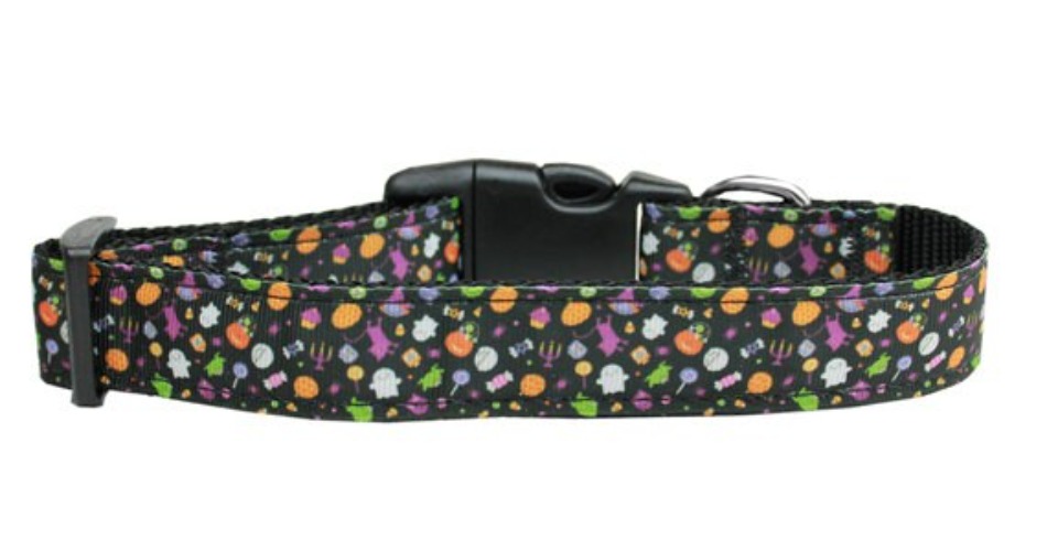 Halloween Pet Dog & Cat Nylon Collar or Leash, "Halloween Confetti" - MD Collar