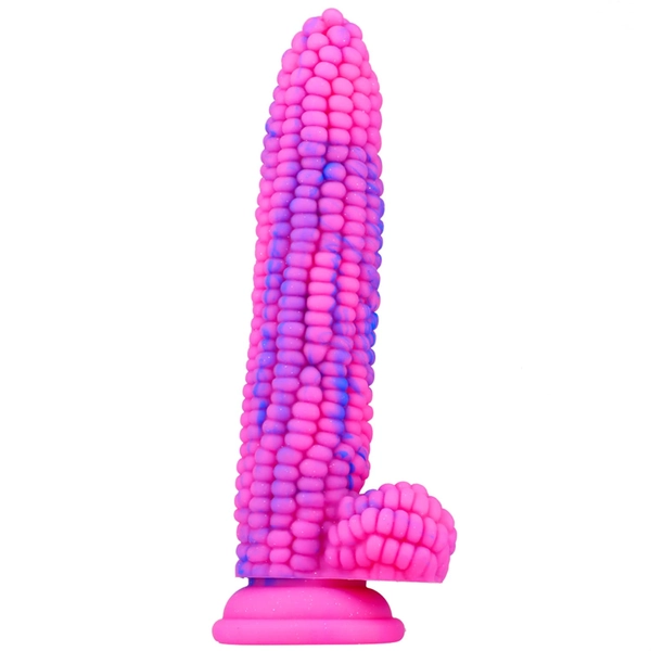 Monster Dildo Colourful Big Grain Corn Adult Sex Toy with Strong Suction Cup 8 Inch Flexible Soft Vegetable Dildos - Pink