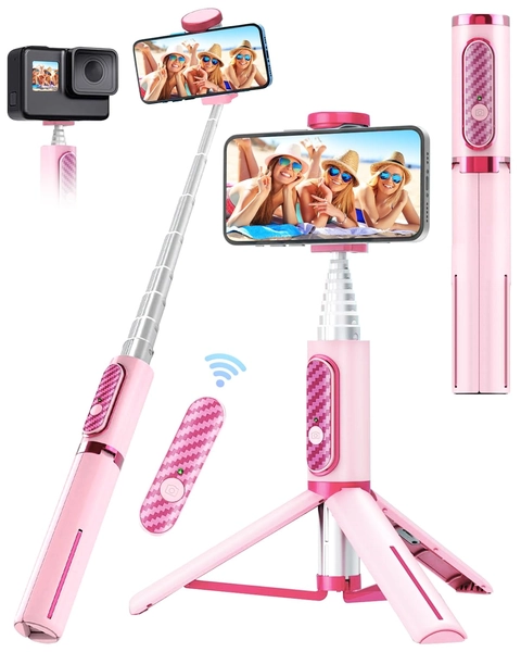 AUSELECT Selfie Stick Aluminum, Selfie Stick Tripod with Remote, Lightweight Mobile Tripod Stand Bluetooth Control,Portable Travel Phone Tripod Compatible with iPhone 15/14/13/12 & Samsung S23/22/S21