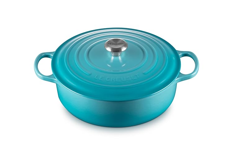 Le Creuset Enameled Cast Iron Signature Round Wide Dutch Oven, 6.75 qt., Caribbean - Caribbean
