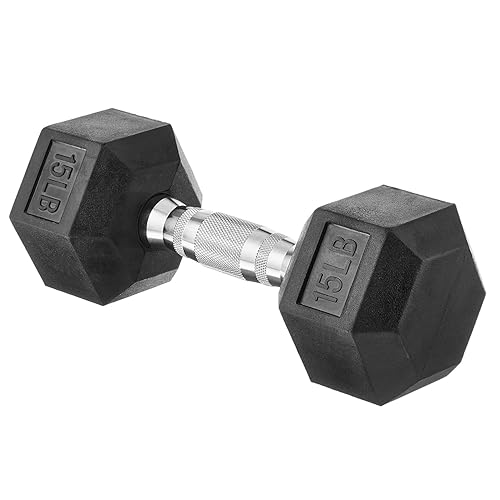 Amazon Basics Rubber Hex Dumbbell Hand Weight - 15 Pounds